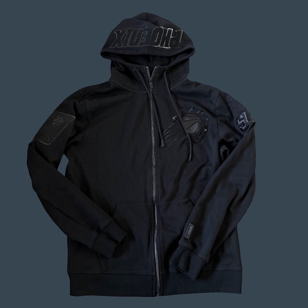Phoenix Suns Black Full-Zip Hoodie Jacket With Embroidered Logos Mens XL Cotton/